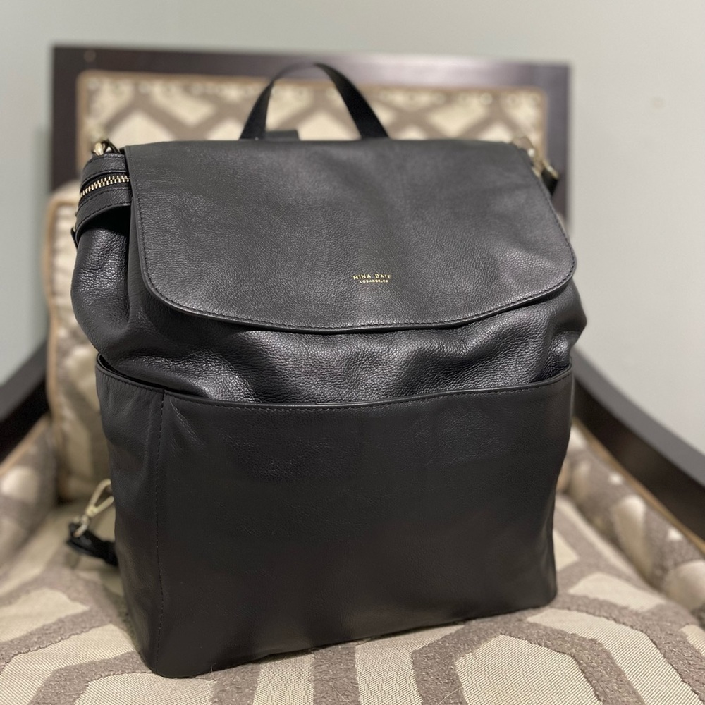 Mina Baie LEATHER Kinney Backpack diaper bag